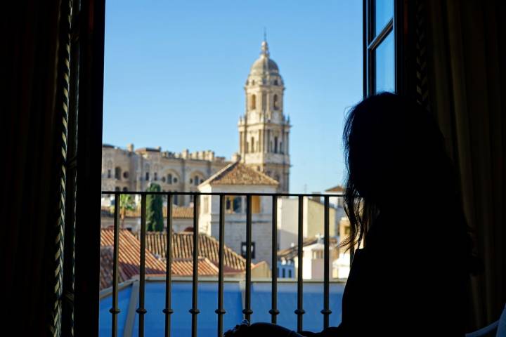 La Catedral de Málaga vista desde la habitación del hotel.