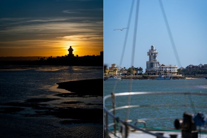 Atardecer y faro de Isla Cristina (Huelva)