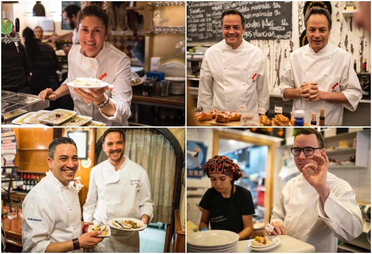 Pintxos Soles (Donostia): Maca de Castro, Hermanos Torres, Alberto Ferruz y Paco Morales de 'pintxos'.