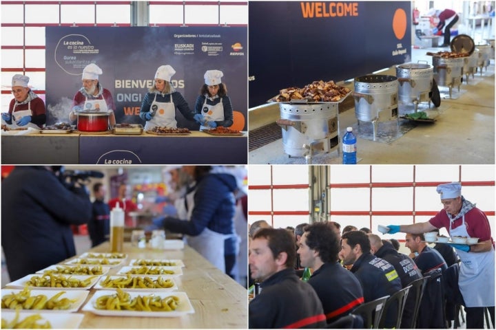 Desde las seis de la mañana, las 'putxeras' han estado funcionando para tener lista la comida al mediodía.