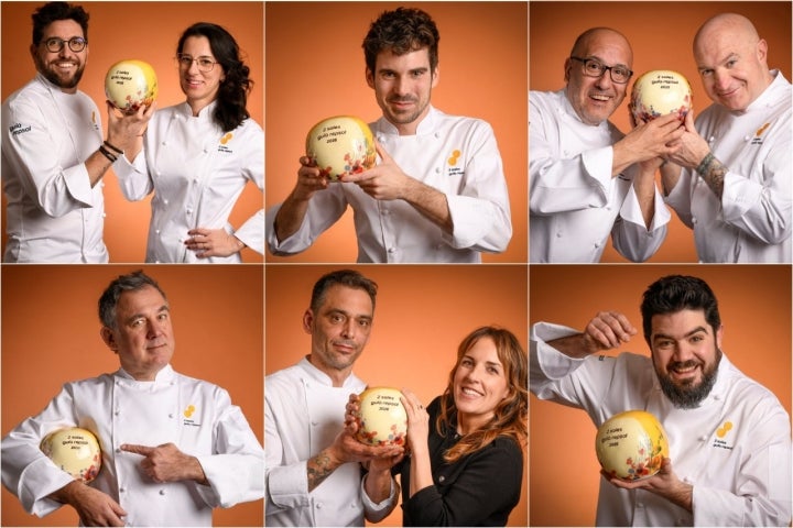 Germán Carrizo y Carito Lourenço de Fierro (Valencia), Massimiliano Delle Vedove de Smoked Room (Madrid), Josetxo Souto y Ramón Aso de Callizo (Aínsa-Sobrarbe, Huesca), Albert Raurich de Dos Palillos (Barcelona), Eduardo Quintana y Cristina Cruz de La Bicicleta (Hoznayo, Cantabria), Pedro Aguilera de Mesón Sabor Andaluz (Alcalá del Valle, Cádiz).