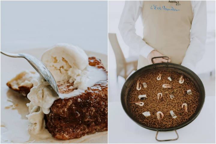 El colofón a una comida en ‘L’Estibador’: torrija de brioche con helado de leche merengada y miel. Foto: Facebook ‘L’Estibador’
