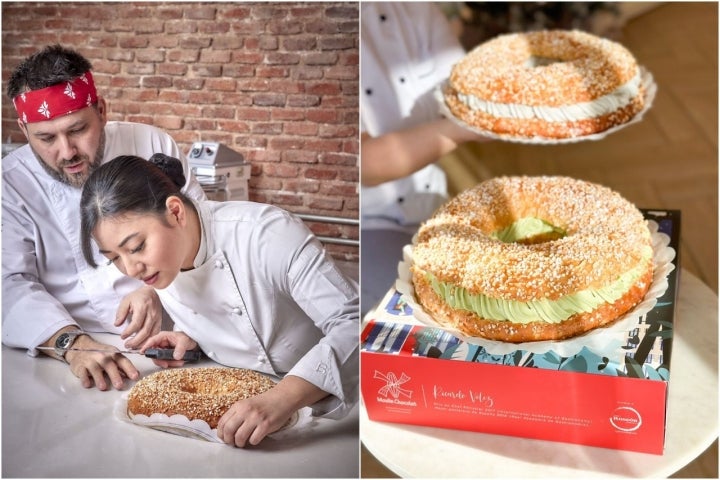 Pistacho y yuzu o sésamo negro son los rellenos de Noelia en la masa de Ricardo. Foto: 'Monroebakes'