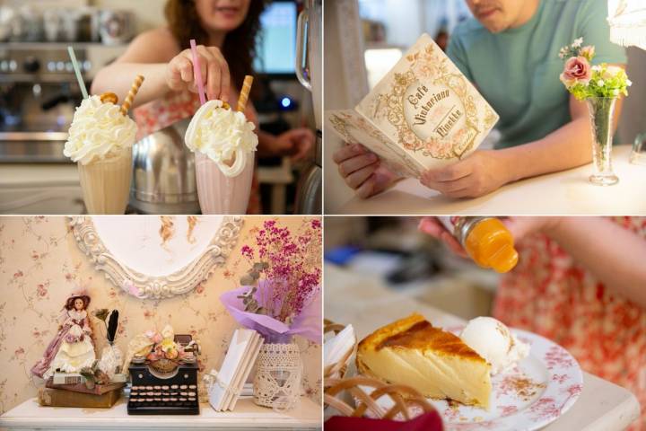 Batidos, carta, decoración y tarta de arroz de 'Café Victoriano Ninette'