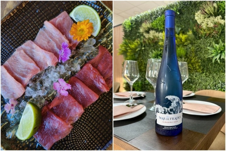 Sashimi de atún y vino albariño
