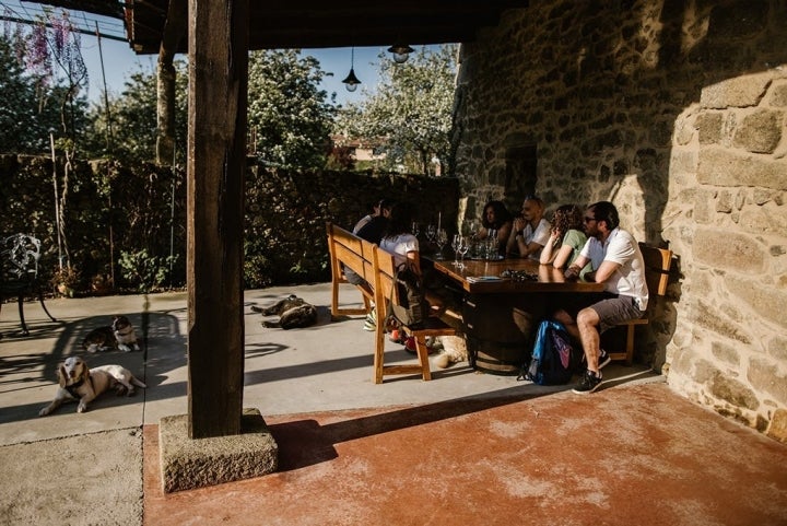 Catando vino en la bodega 'Malcavada', en Rosende.