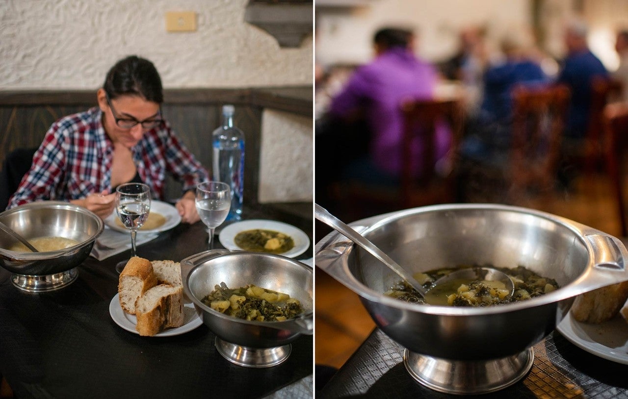 Fotomontaje con la comida en el Hostal Restaurante Valilongo