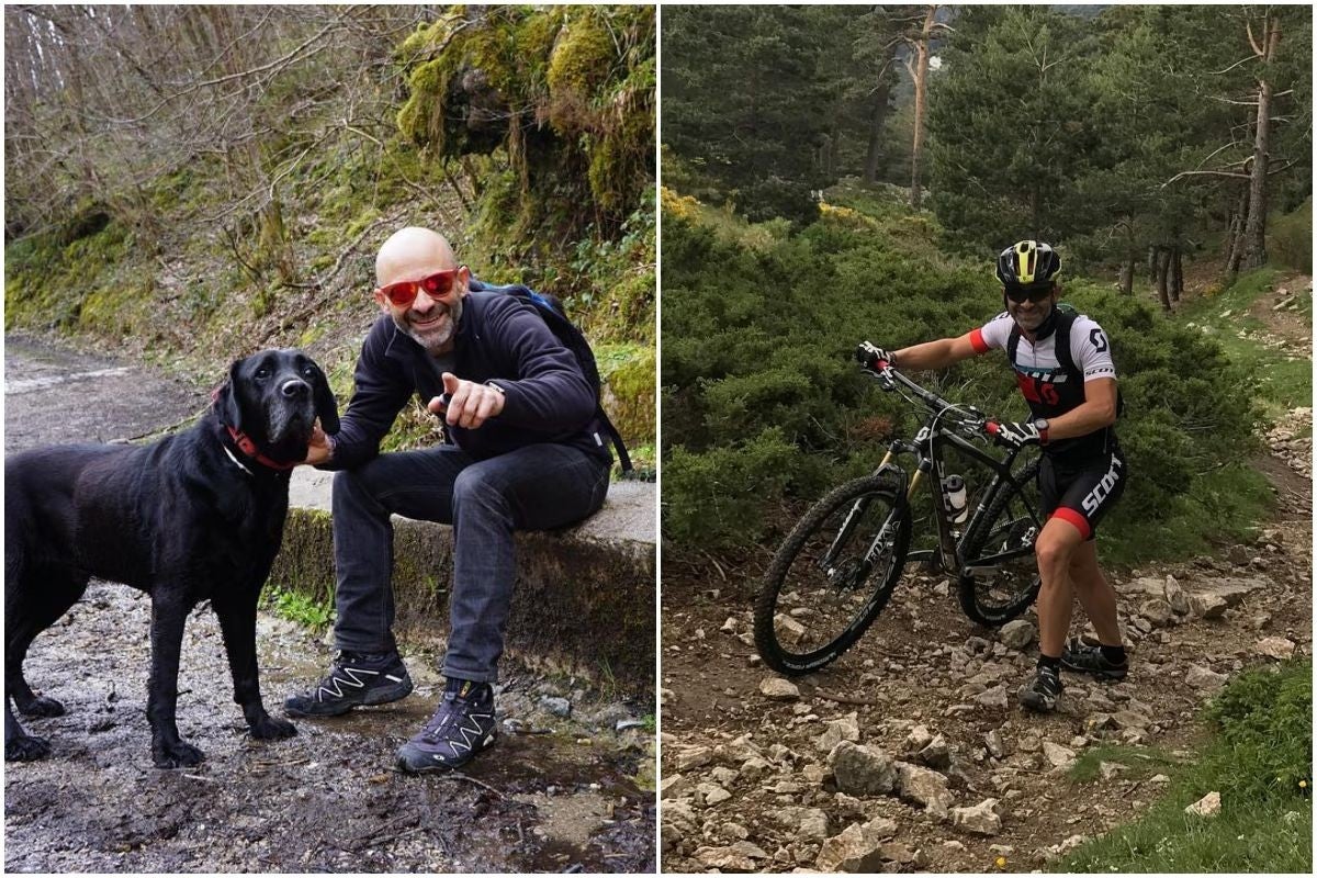 En la Ruta del Alba, en el Parque Natural de Redes, Asturias, con Nero y practicando MBT por la calzada romana de Cercedilla, Madrid. Fotos: Instagram.