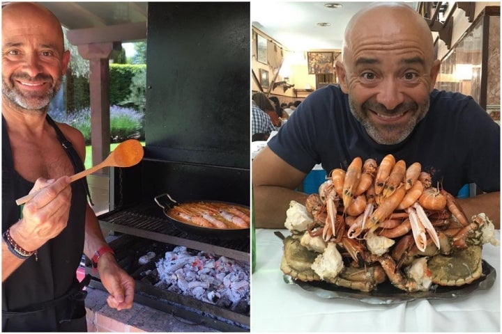 En su casa de Majadahonda preparando un "arroz imperial" y dándose un homenaje en Ribeira do Miño. Fotos: Instagram.