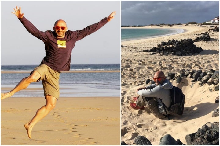 Disfrutando del sol de invierno en las playas de Fuerteventura.