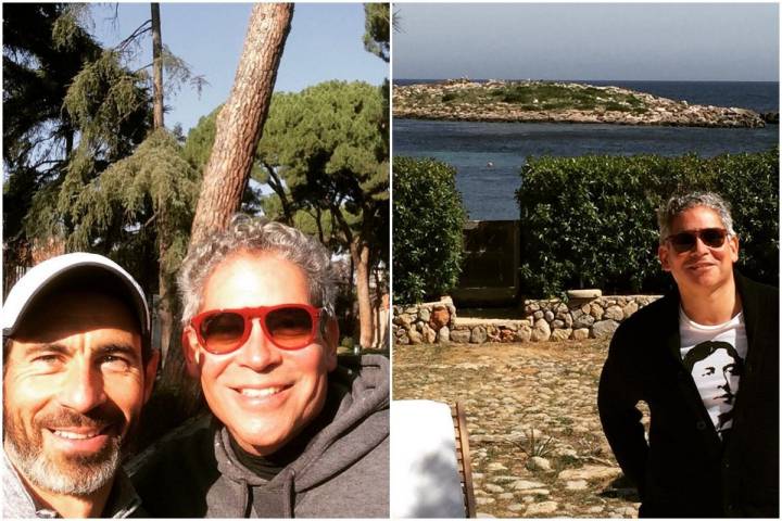 Boris Izaguirre en El Retiro con un amigo y disfrutando de Ibiza. Fotos: Instagram.