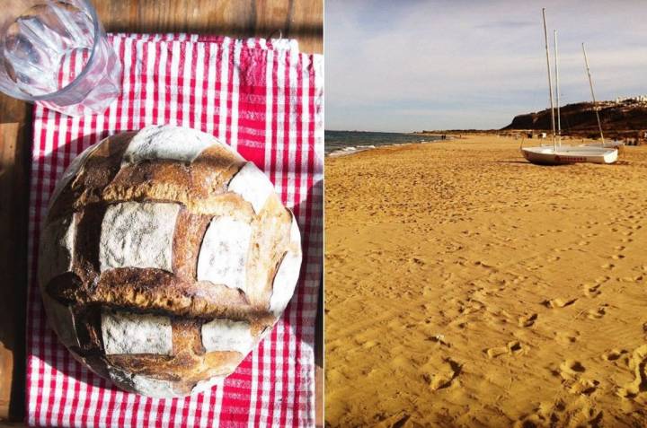 Un pan artesano en el taller 'BonsFocs', de Barcelona y una playa mediterránea. Fotos: Facebook.