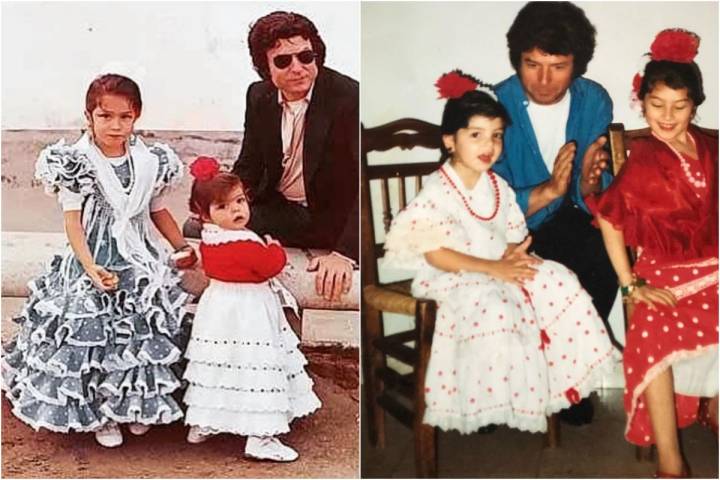 Soleá Morente en una foto familiar antigua, junto a su padre y su hermana, Estrella Morente. Fotos: Instagram