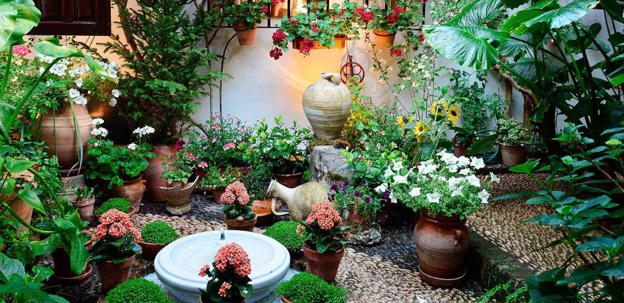 Patio engalanado para la Fiesta de Patios de Córdoba.
