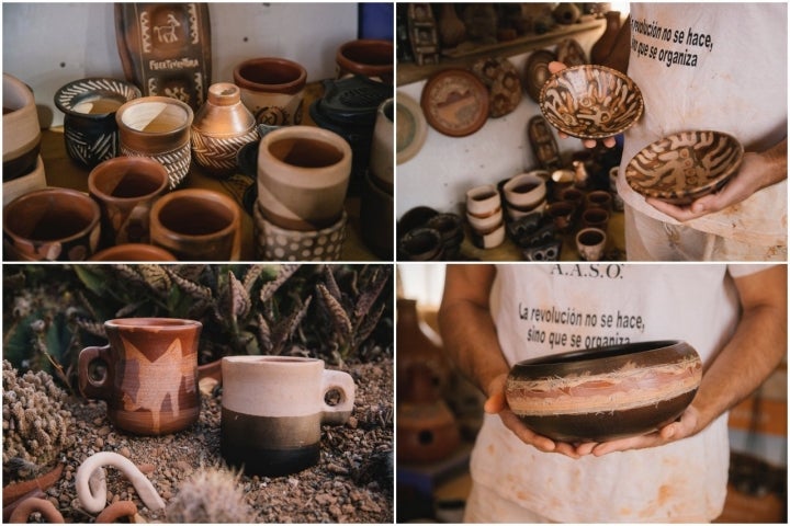 Vasos y cuencos de barro.