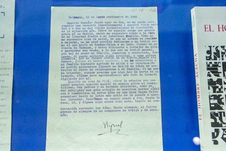 Carta de Miguel de Hernández en la Casona de Tudanca de Cossío.