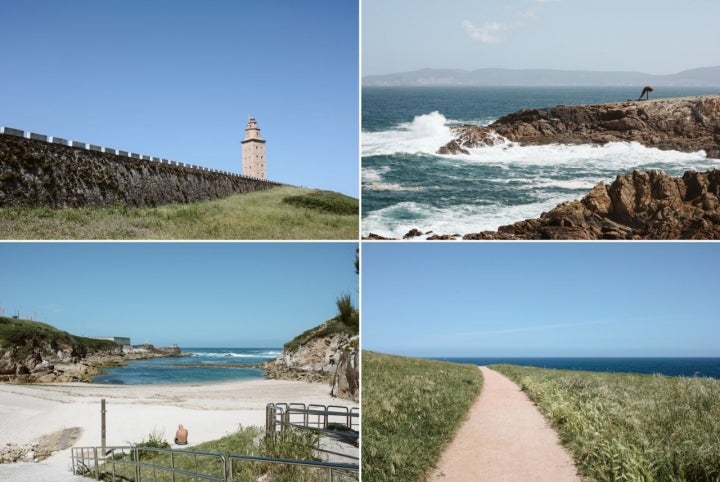 En la zona de la Torre de Hércules se puede pasear, disfrutar del mar o bajar a darse un baño a la playa de las Lapas.