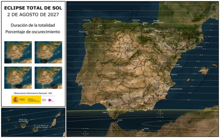 Mapa del eclipse total del 2 de agosto de 2027.