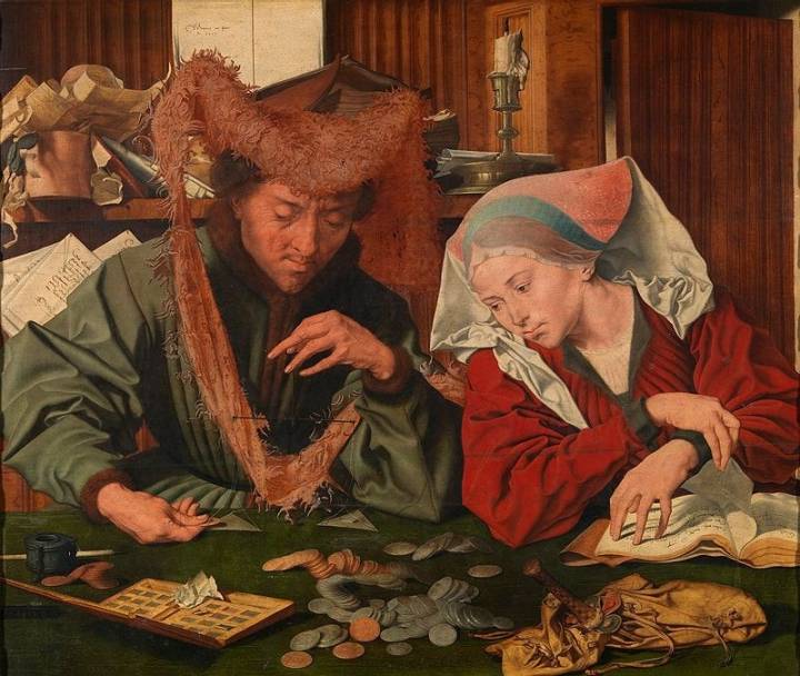 'El cambista y su mujer' (1539) de Reymerswale. Foto: Museo del Prado.