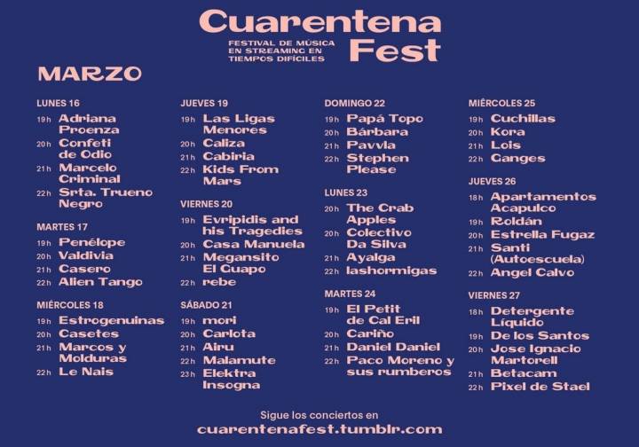 Para que no te pierdas ni un concierto del Cuarentena Fest.