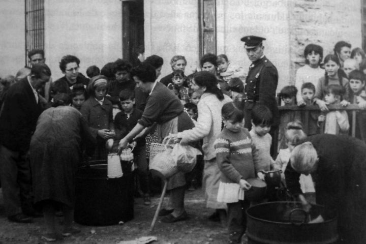 Una imagen de la celebración de la Festividad del Santo Voto, en Puertollano, en los años 50.