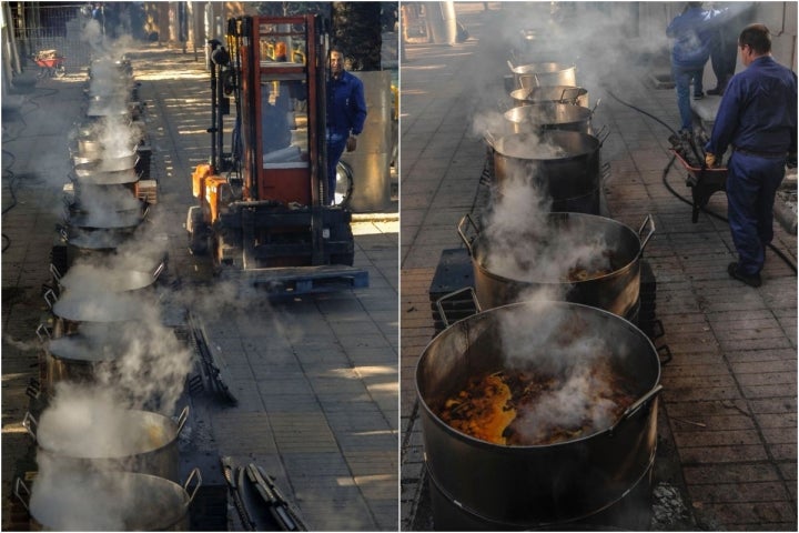 Preparativos para el guiso de vaca de la Fiesta del Santo Voto (Puertollano)