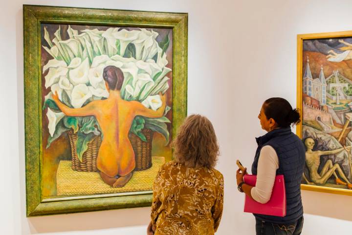 'Desnudo con alcatraces' (1944), óleo sobre masonite, obra del afamado Diego Rivera, en la última sala de la exposición Tres siglos de pintura.