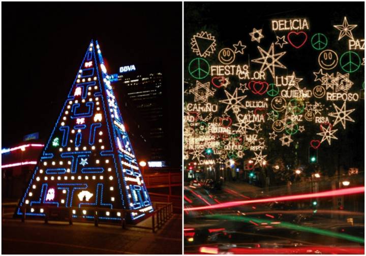 Dos de las iluminaciones que el diseñador realizó para las navidades de 2007. Foto: Duyos.
