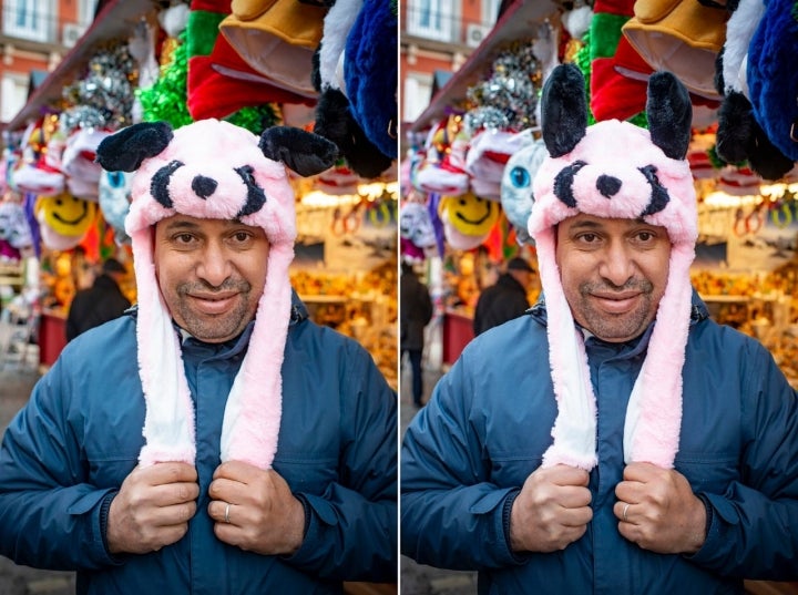 Rachid, con el gorro -hay diadema- que sube las orejas al apretar las coletas.