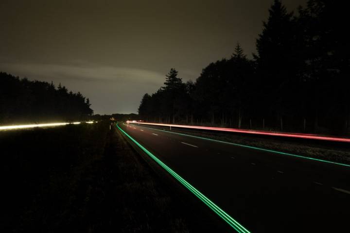 Pigmentos que absorben la energía del sol para iluminar autopistas. Foto: Daan Roosegaarde.