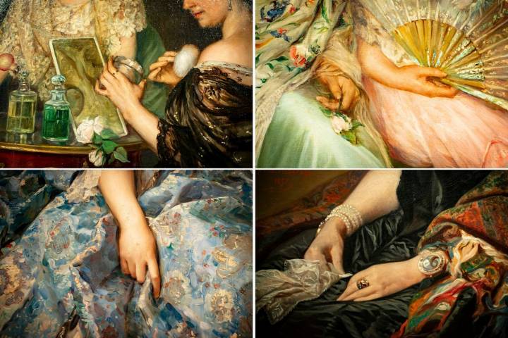 Detalles de manos de mujeres de la exposición del Museo del Prado.