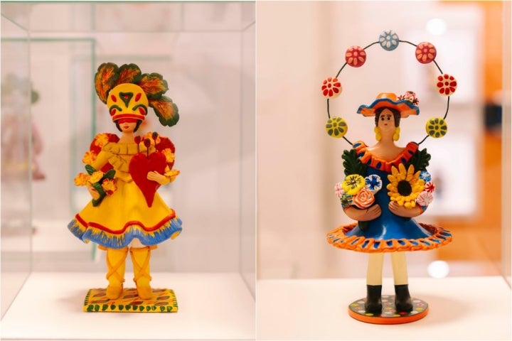 Dos de los bonecos más representativos: El amor es ciego y La primavera.. Foto: David Pires