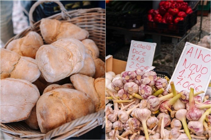 Pan y ajos en el Mercado de Estremoz.