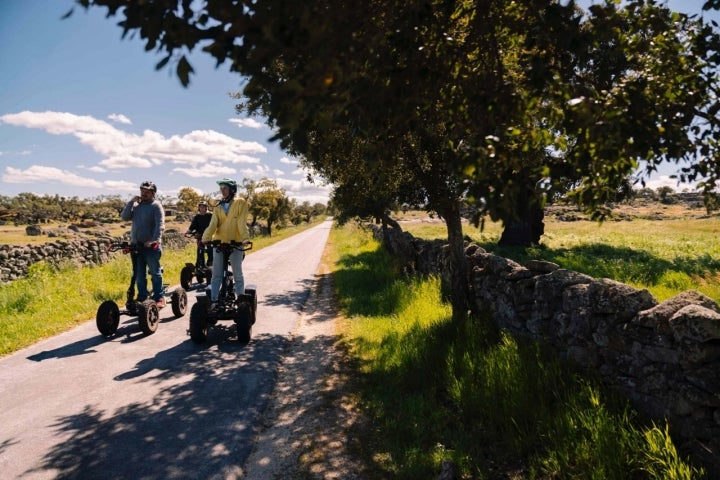 Varias personas montadas en EZ riders. Foto: David Pires