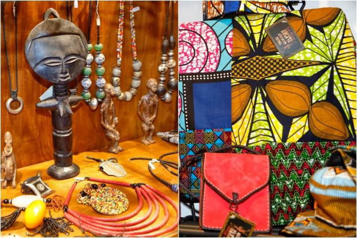 Bolsos en cuero, gorras de visera en llamativas telas africanas o la joyería de cauris de Mali. Hay mucho donde elegir.