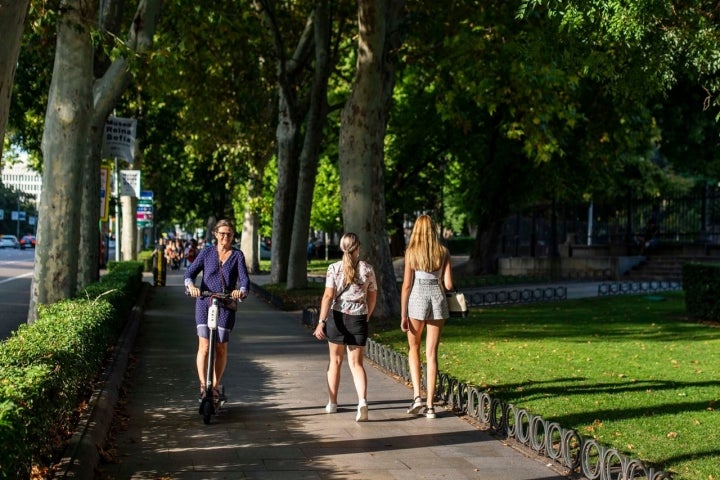 paseantes en el paseo del prado