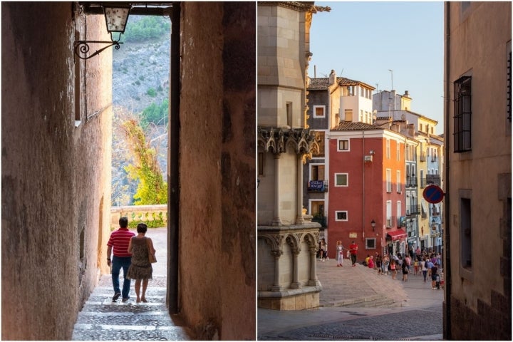 Vista de la plaza Mayor y la catedral desde la principal calle Alfonso VIII, la más importante del casco histórico.