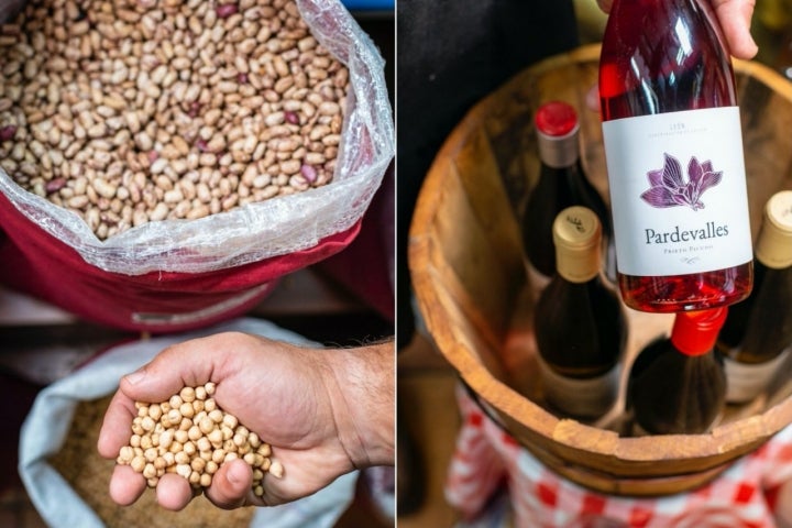 Garbanzos y vinos en la tienda El Serranillo de León