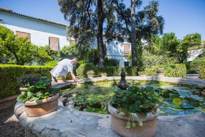 La fuente repleta de nenúfares de El Jardín invita a refrescarse.