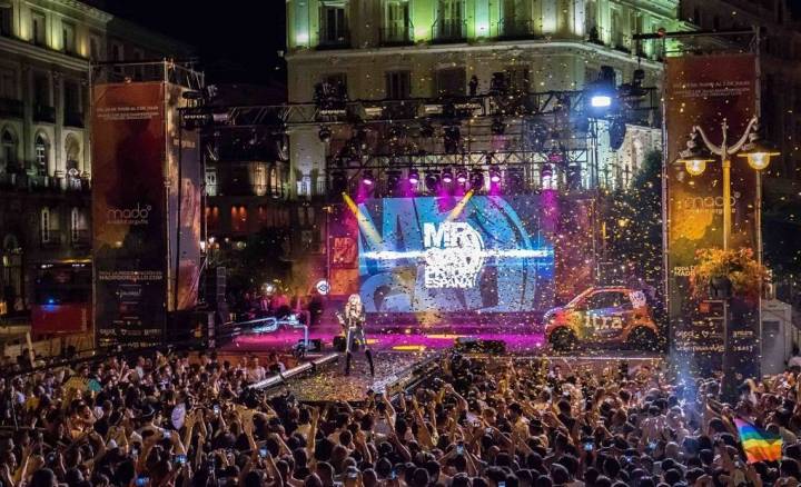 El escenario de la Puerta del Sol tendrá como plato fuerte la Gala Mr. Gay Pride España (Especial X Aniversario). Foto: World Pride Madrid.