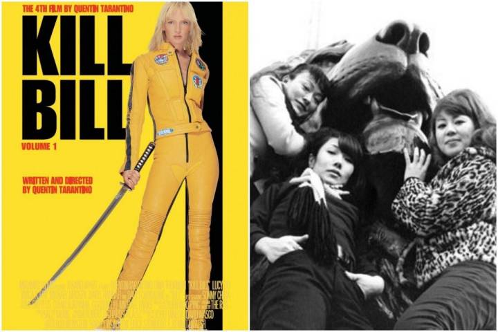 Portada de la película Kill Bill, de Quentin Tarantino y una foto del grupo japonés de chicas The 5, 6, 7, 8's. Fotos: Facebook.