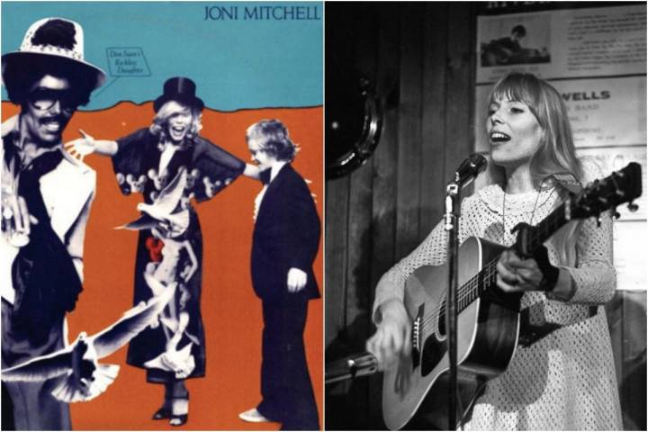 La portada del disco y Joni Mitchell en 'The Riberboat Coffee House' (en abril de 1968). Fotos: Facebook.