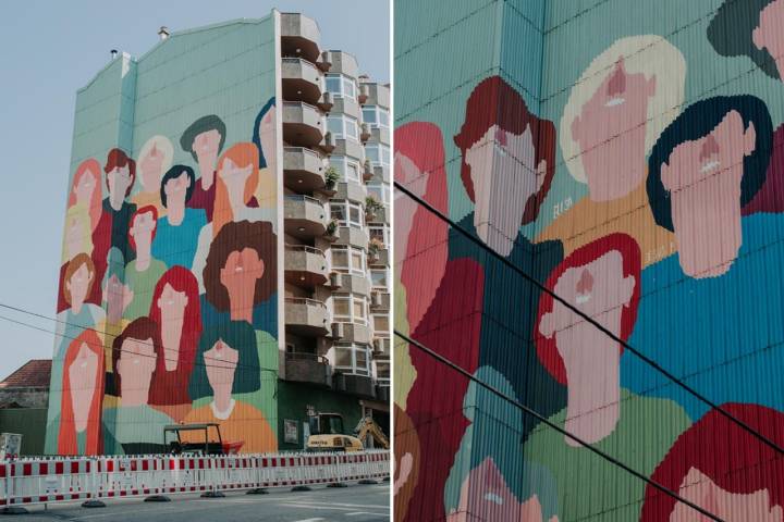 El grafiti pintado por Elisa González se erige sobre una de las grandes arterias de la ciudad.
