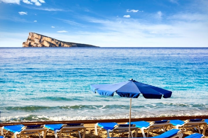 Benidorm Levante beach in Alicante Mediterranean of Spain.