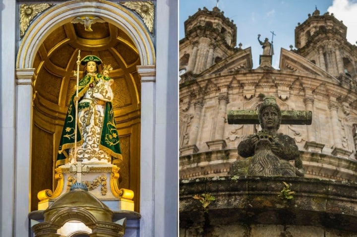 Camino Portugués por la Costa (Tramo 2): 'La Peregrina' y detalle del Santuario (Pontevedra)