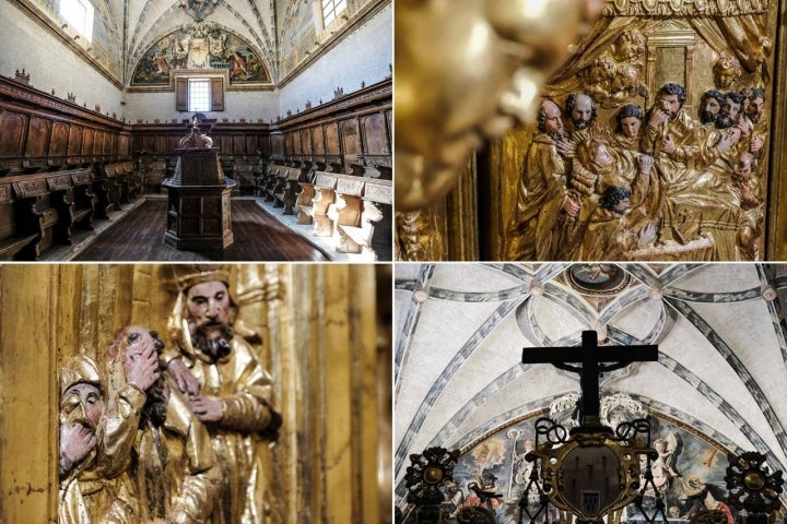 Fotomontaje con cuatro imágenes que muestran detalles de la catedral de la localidad.