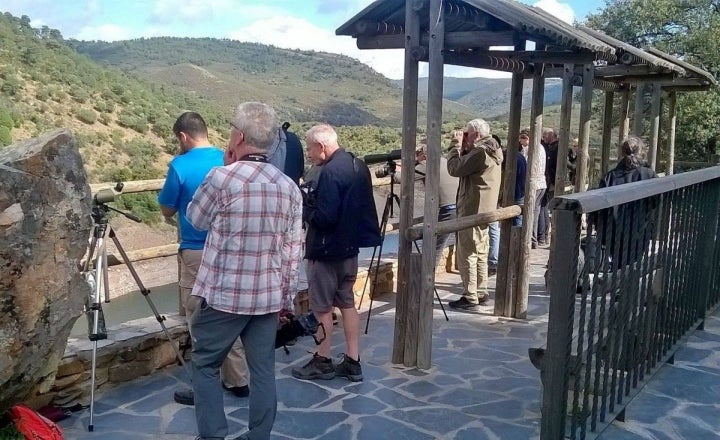 Disfrutando de la variedad de aves que habitan en el parque.