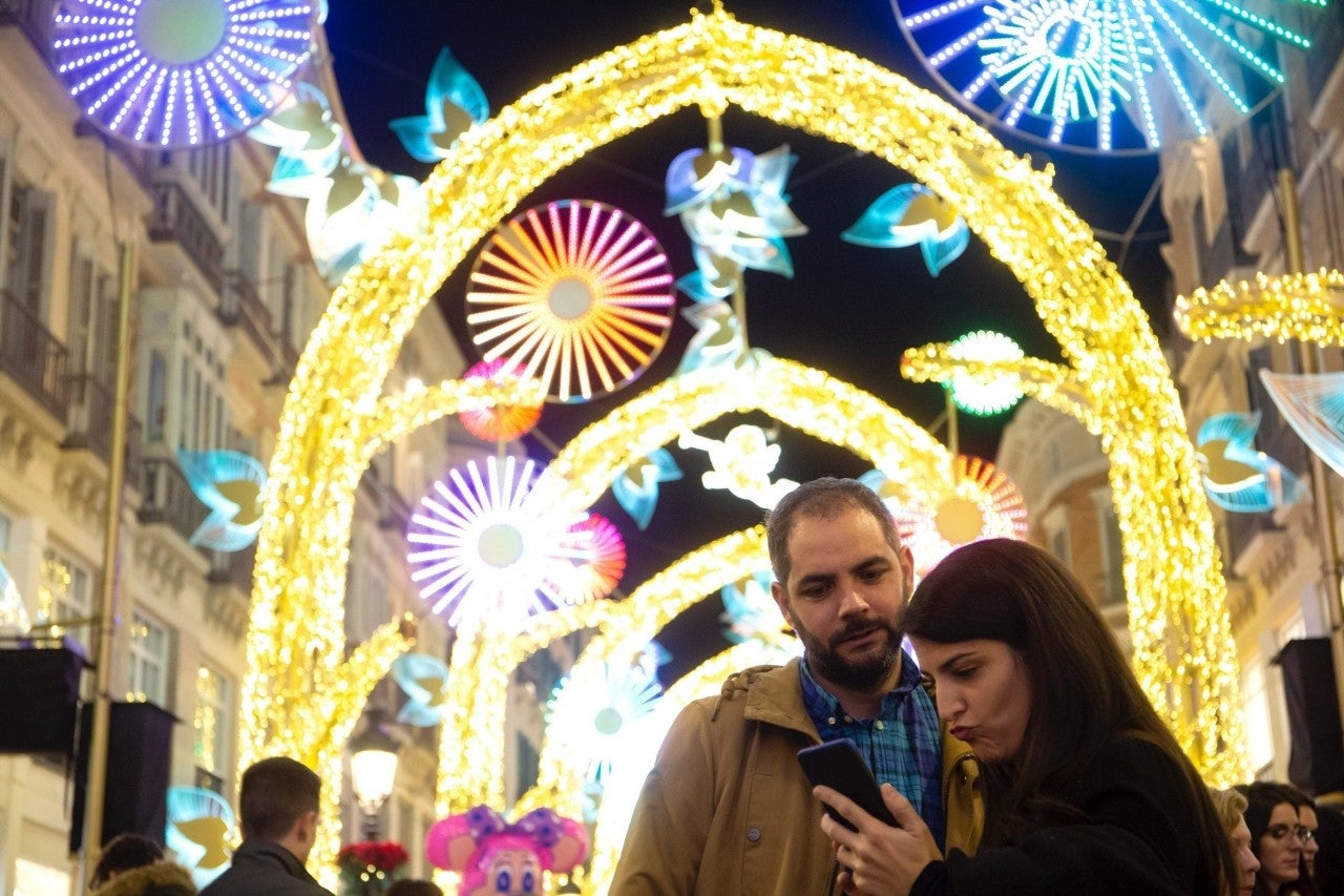 Iluminación calle Larios (Málaga): viendo el encendido