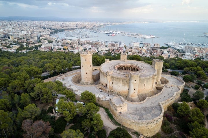 Vista aérea del castillo de Bellver. Foto: Shutterstock