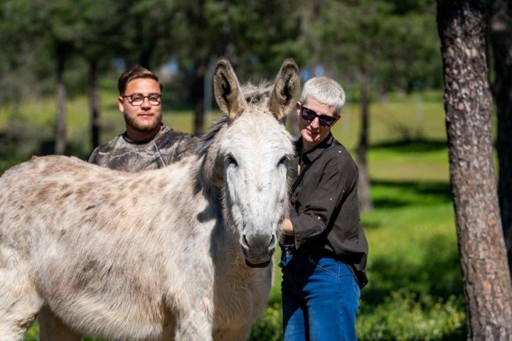 El burro Platero y su cuidador.